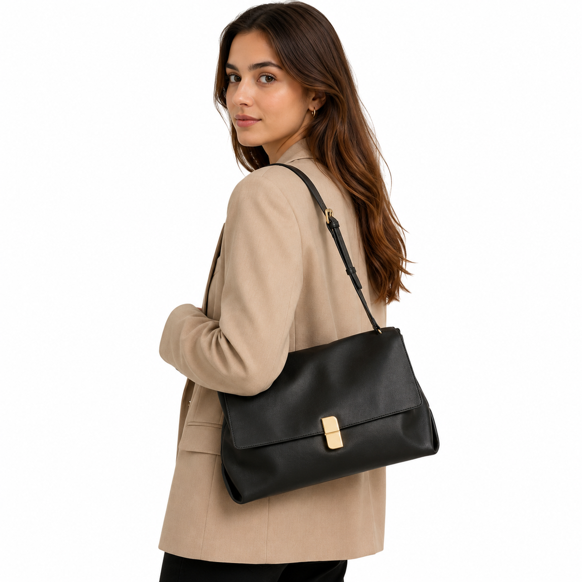 Classic Black Flap Shoulder Bag