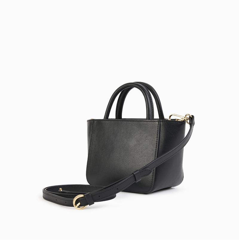 Black Woven Detail Top Handle Handbag