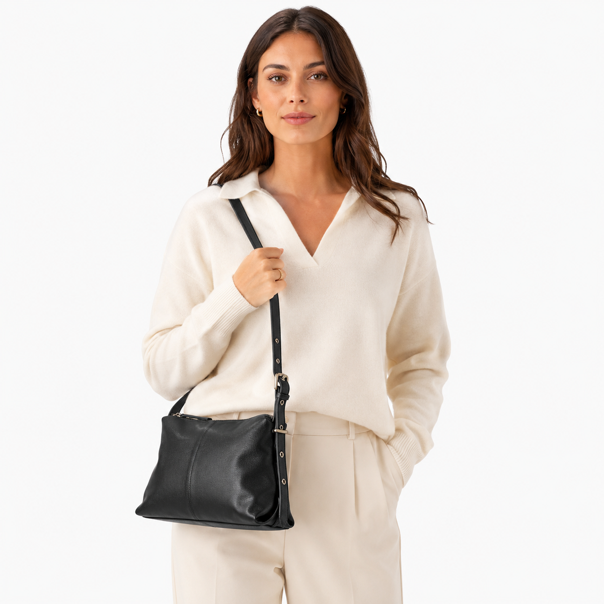 Black Adjustable Strap Shoulder Bag