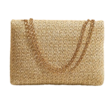 Natural Woven Chain Strap Crossbody Bag