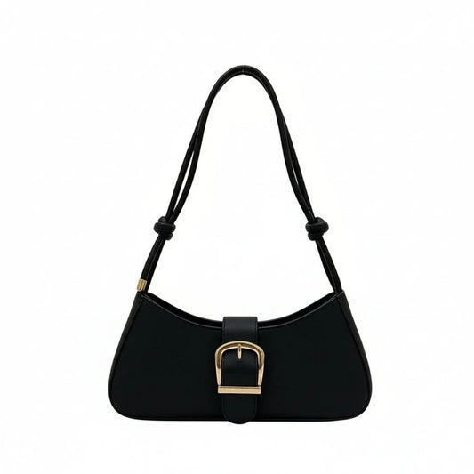 Black Buckle Detail Shoulder Bag