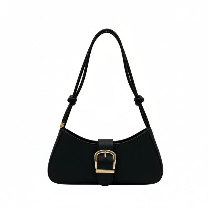 Black Buckle Detail Shoulder Bag