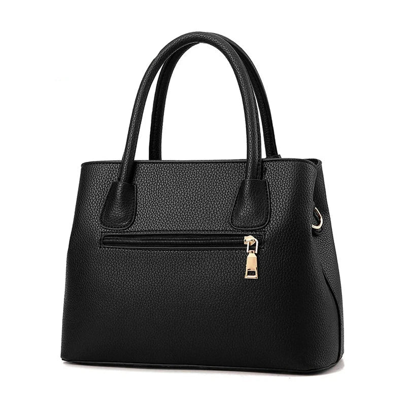 Black Structured Top Handle Handbag