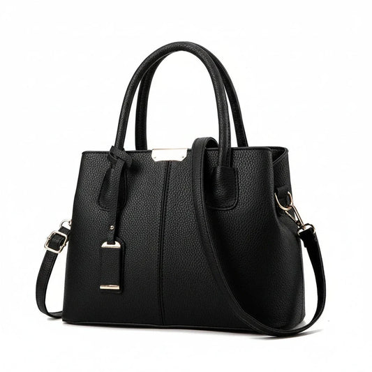 Black Structured Top Handle Handbag