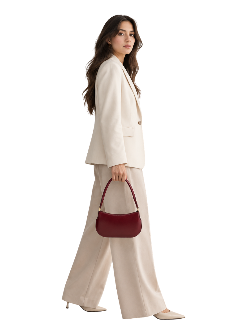 Women's Burgundy Smooth Leather Hand Bag
