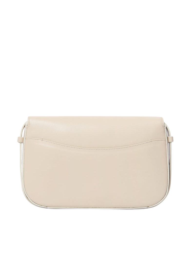 Women's Light Beige Wave Flap Leather Shoulder Bag