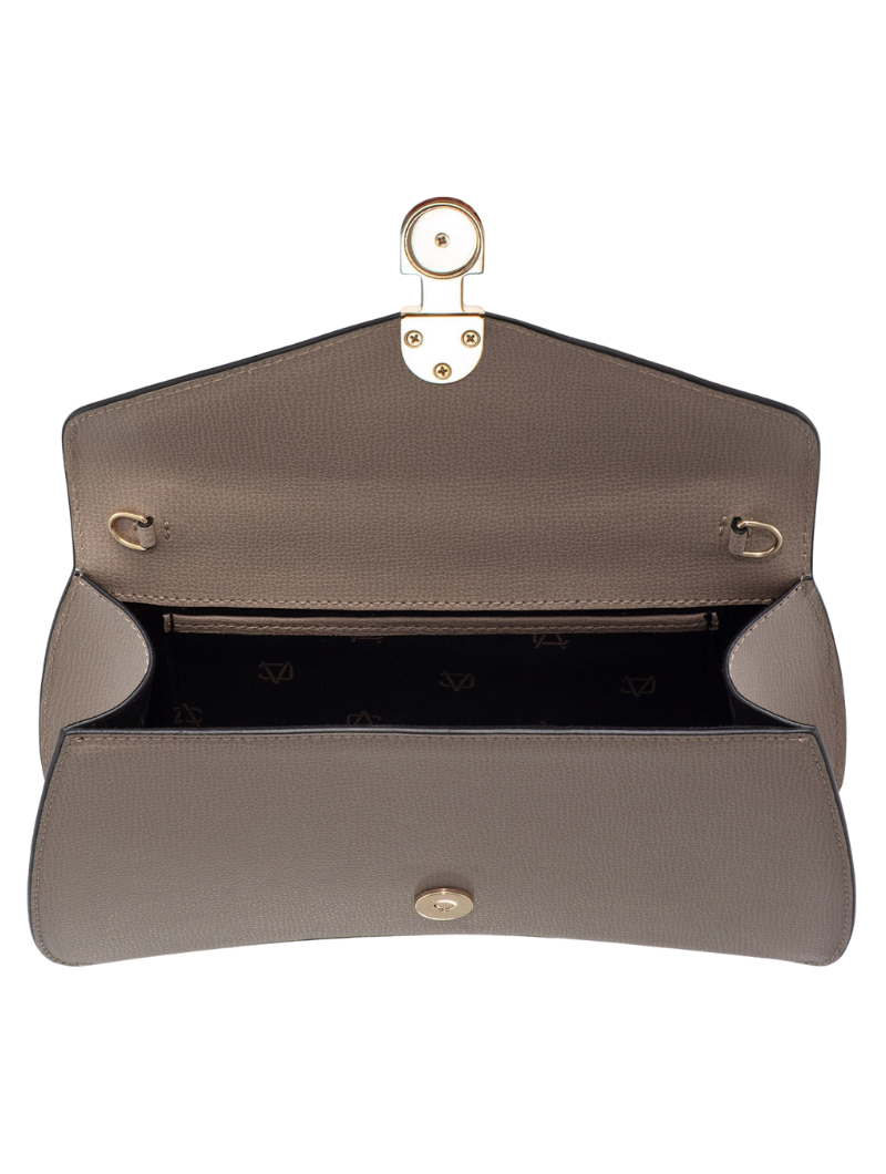 Women's Taupe Pebbled Leather Top Handle Satchel Bag