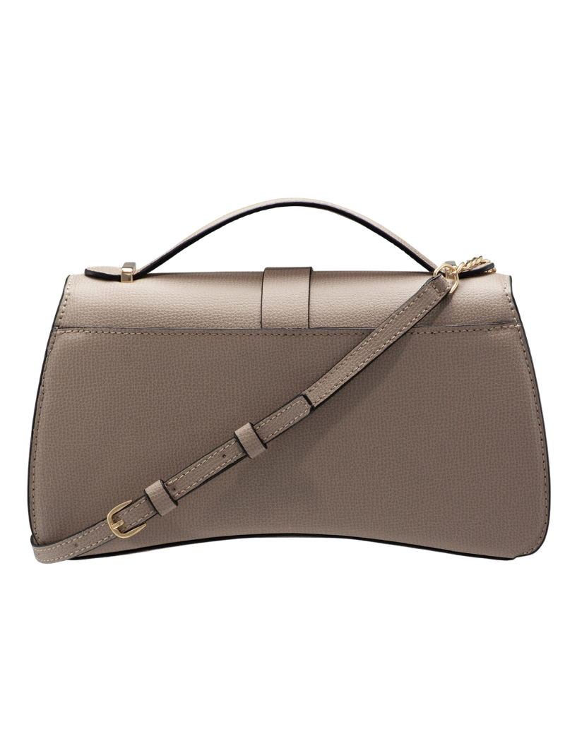 Women's Taupe Pebbled Leather Top Handle Satchel Bag