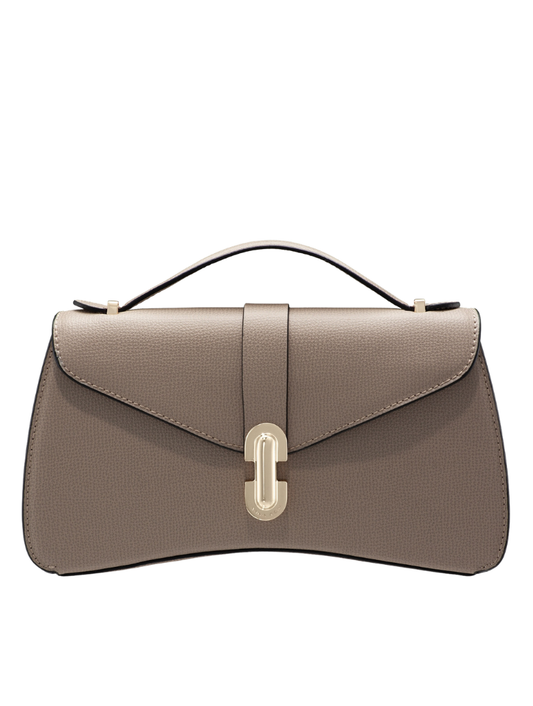 Women's Taupe Pebbled Leather Top Handle Satchel Bag